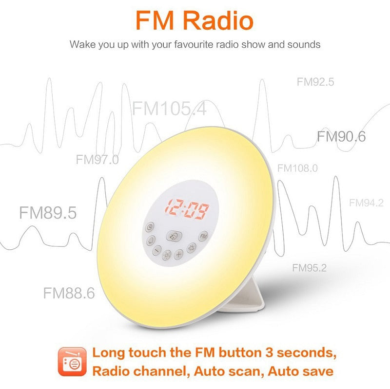 Reloj despertador Digital luminoso con Radio FM, Control táctil