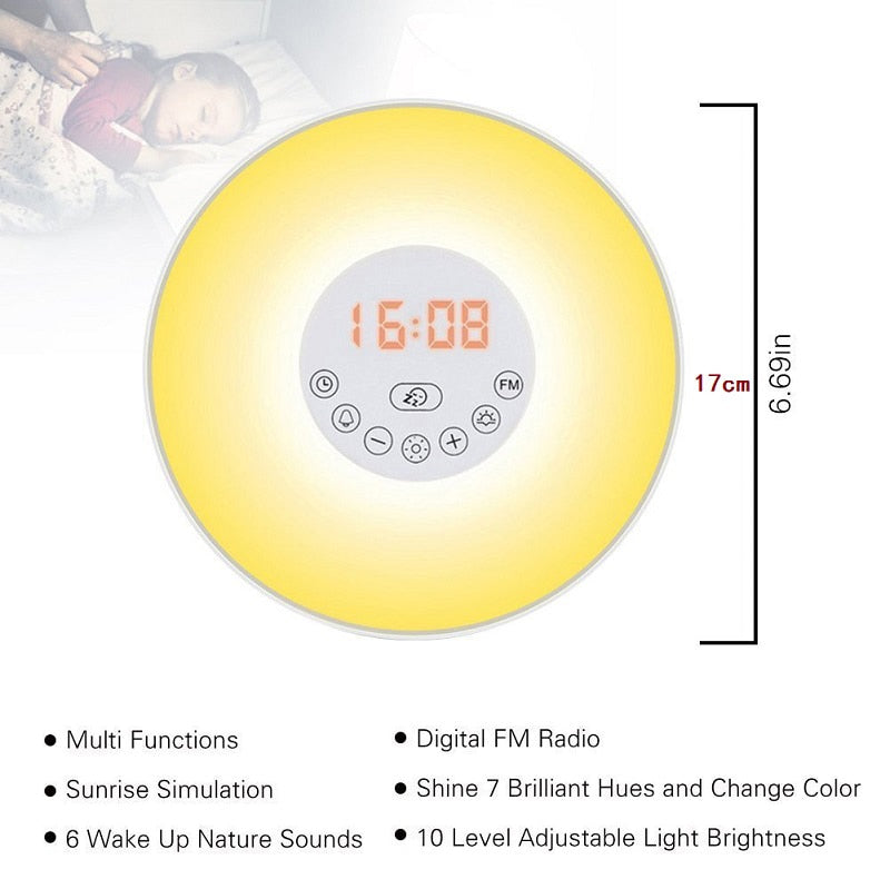 Reloj despertador Digital luminoso con Radio FM, Control táctil