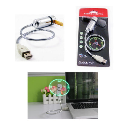 Mini usb ventilador flexible con pantalla led reloj