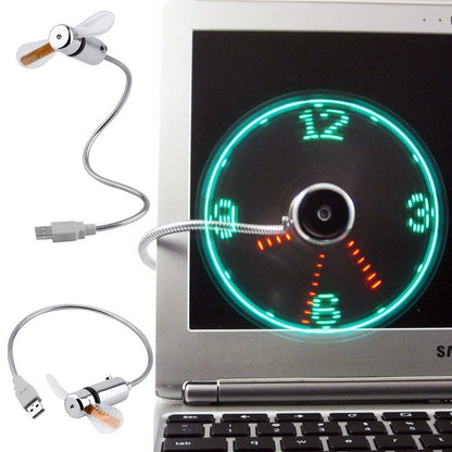 Mini usb ventilador flexible con pantalla led reloj