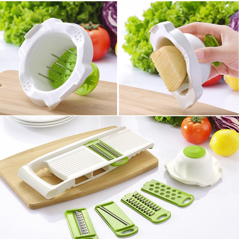 Rallador de verduras, herramientas de corte con 5 cuchillas, accesorios de cocina