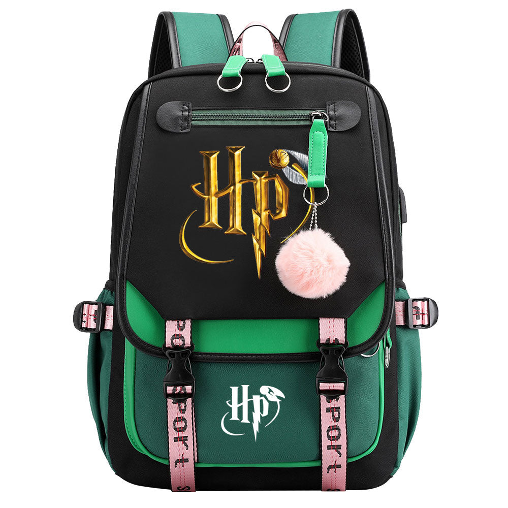 Mochila Escolar de Harry Potter de gran capacidad con USB para ordenador portátil