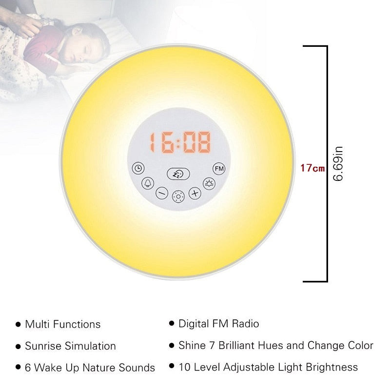 Reloj despertador Digital luminoso con Radio FM, Control táctil