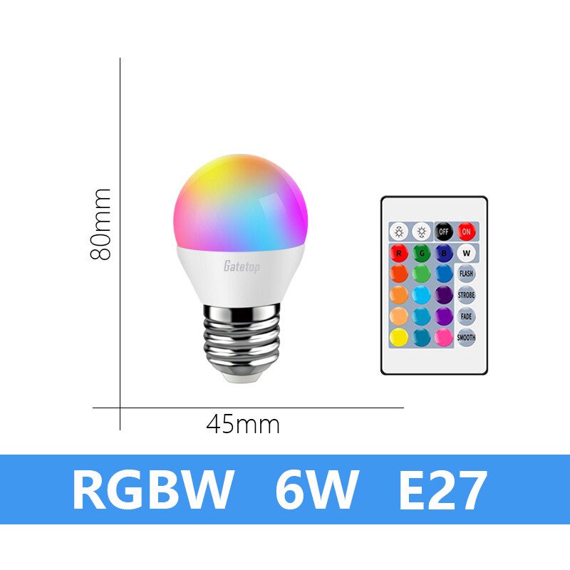 Ampolleta LED RGB AC220-240V E27 GU10 6W 10W IR Control remoto