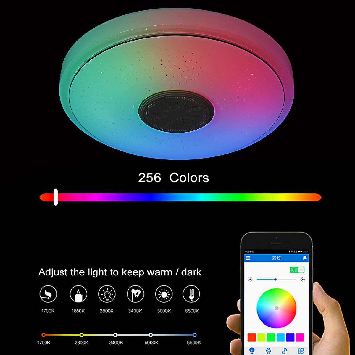 Lámpara RGB de techo  Altavoz bluetooth