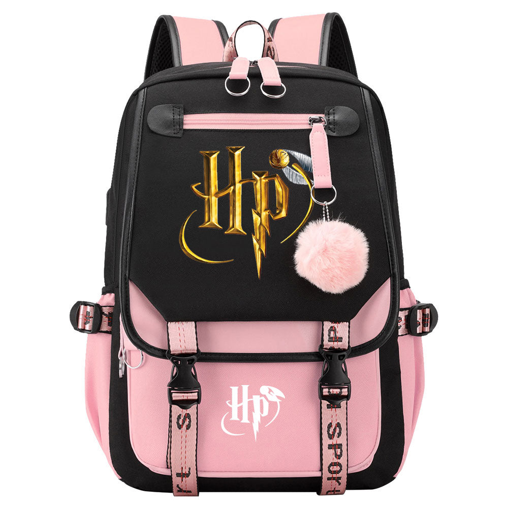 Mochila Escolar de Harry Potter de gran capacidad con USB para ordenador portátil