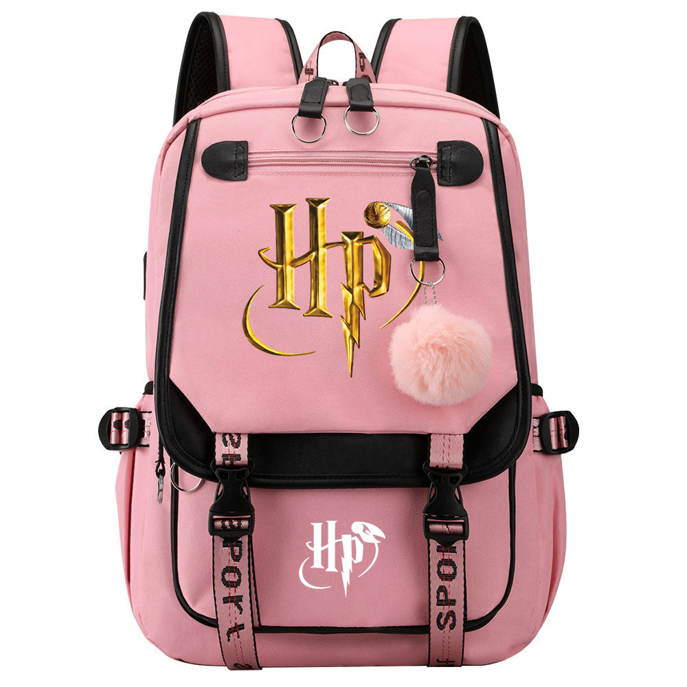 Mochila Escolar de Harry Potter de gran capacidad con USB para ordenador portátil