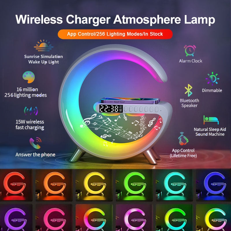 Lampara Parlante Bluetooth Multifuncional con Reloj