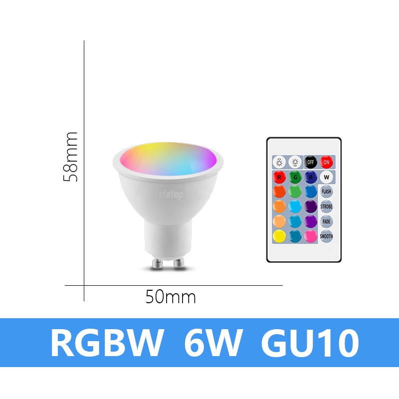 Ampolleta LED RGB AC220-240V E27 GU10 6W 10W IR Control remoto