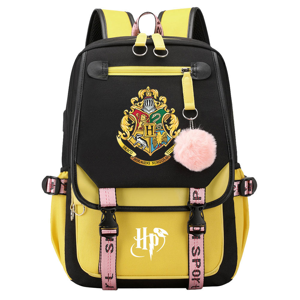 Mochila Escolar de Harry Potter de gran capacidad con USB para ordenador portátil