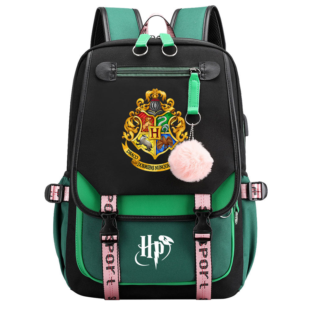 Mochila Escolar de Harry Potter de gran capacidad con USB para ordenador portátil