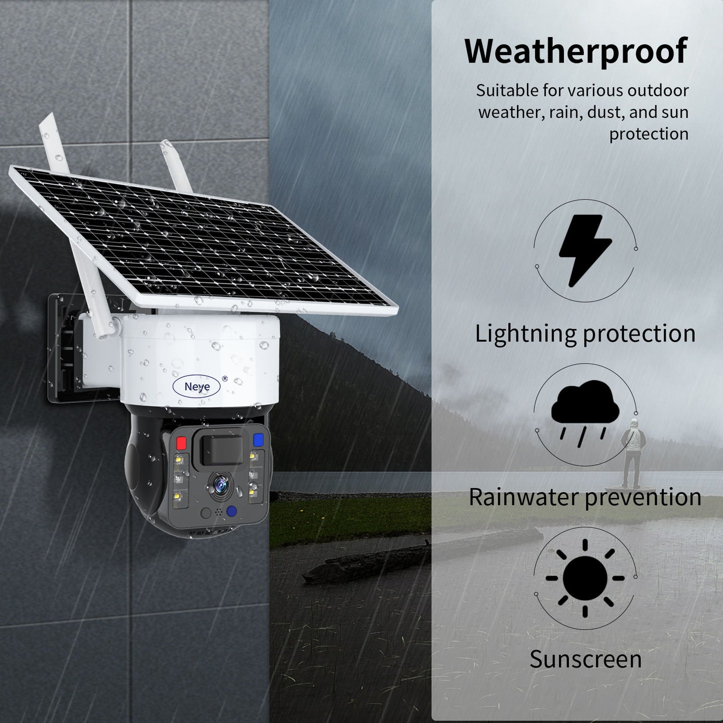 Cámara de seguridad solar recargable de 8mp/4k para exteriores