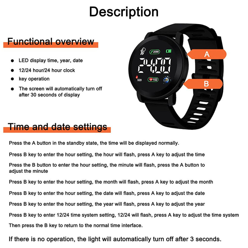 Reloj Digital LED para Hombre y mujer