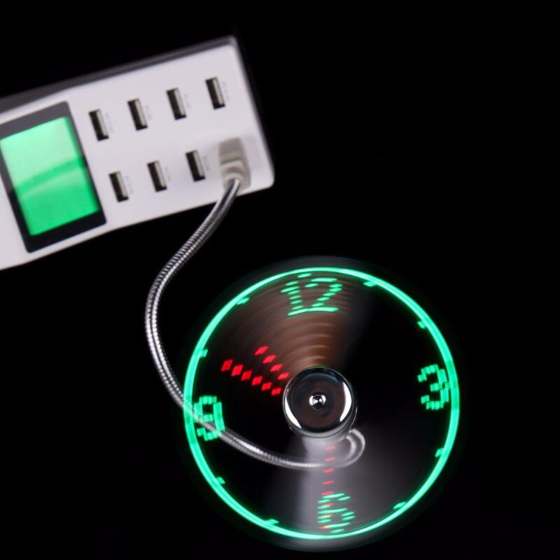 Mini usb ventilador flexible con pantalla led reloj