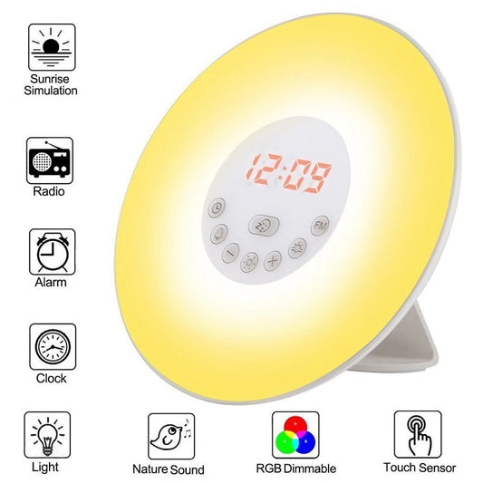 Reloj despertador Digital luminoso con Radio FM, Control táctil