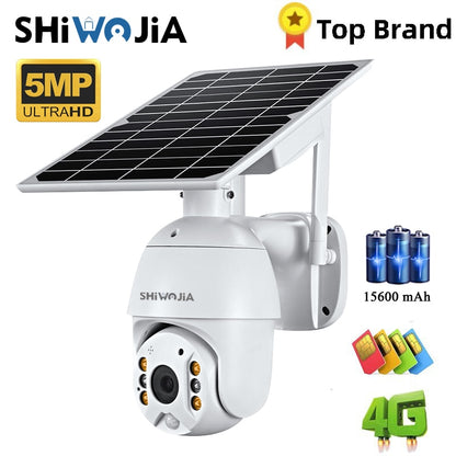 SHIWOJIA-cámara 4G con  Panel Solar HD de 5MP